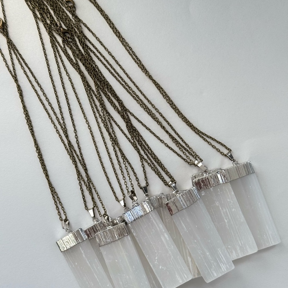 13 Selenite crystal necklaces with chains